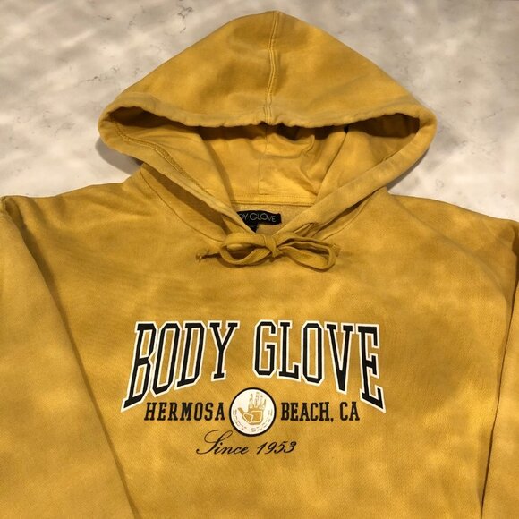 Body Glove Prep School Chill Fleece Retro Style 100% Cotton Hoodie Gold Sz XS - Picture 5 of 16
